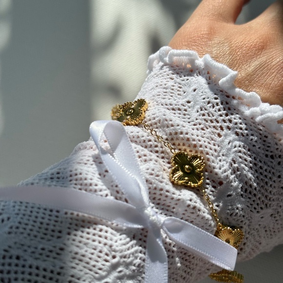 New Alhambra Gold Gold 18K plated Stainless Steel floral Bracelet Clover - Picture 7 of 14